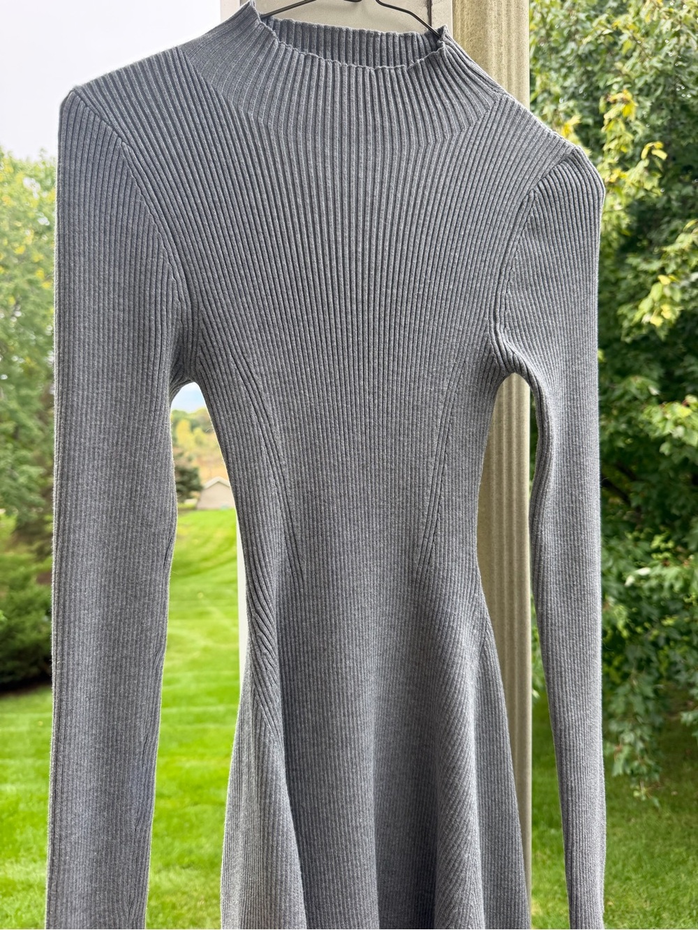 Gray Ribbed Skater Mini Dress - Picture 3 of 6